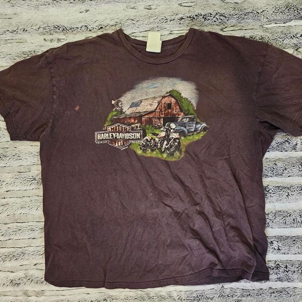 Harley-davidson Men's Brown and Purple T-shirt